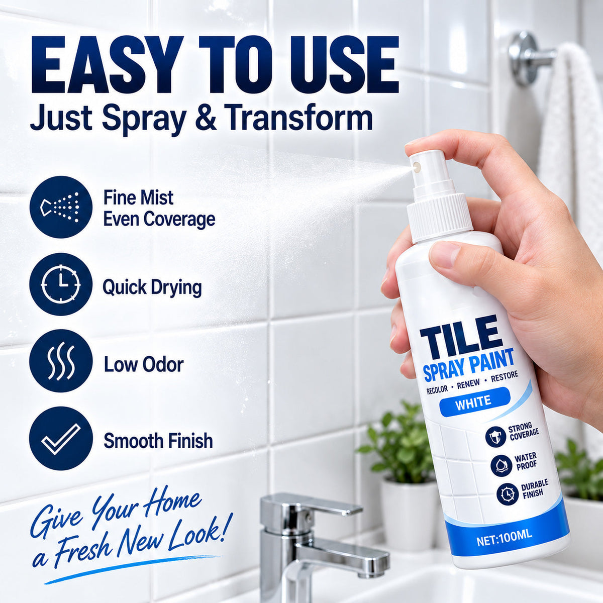 ⚡PROMO -50% !🧴Peinture spray rénovation carrelage, recolore et rafraîchit vos sols facilement✨