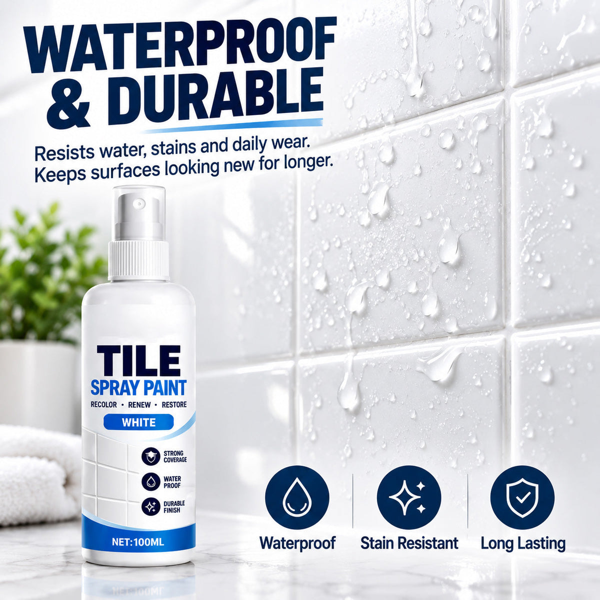 ⚡PROMO -50% !🧴Peinture spray rénovation carrelage, recolore et rafraîchit vos sols facilement✨