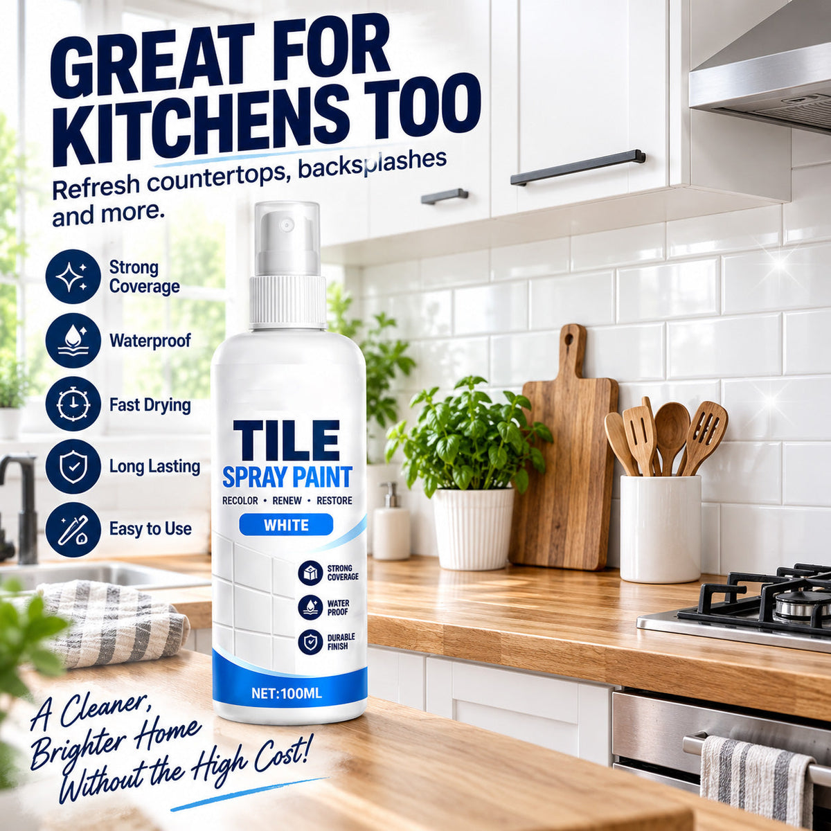 ⚡PROMO -50% !🧴Peinture spray rénovation carrelage, recolore et rafraîchit vos sols facilement✨