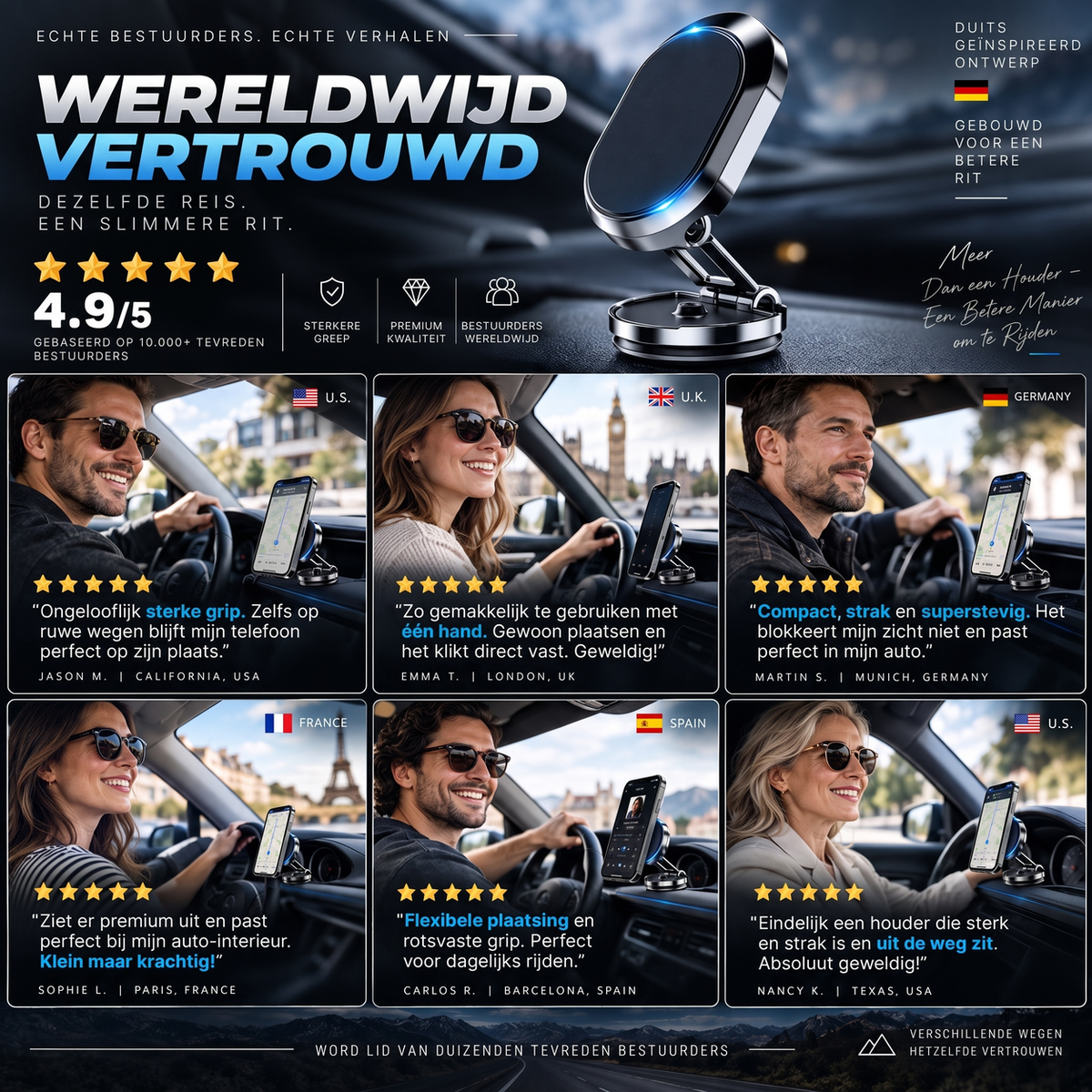 Support magnétique de téléphone de voiture rotatif et pliable