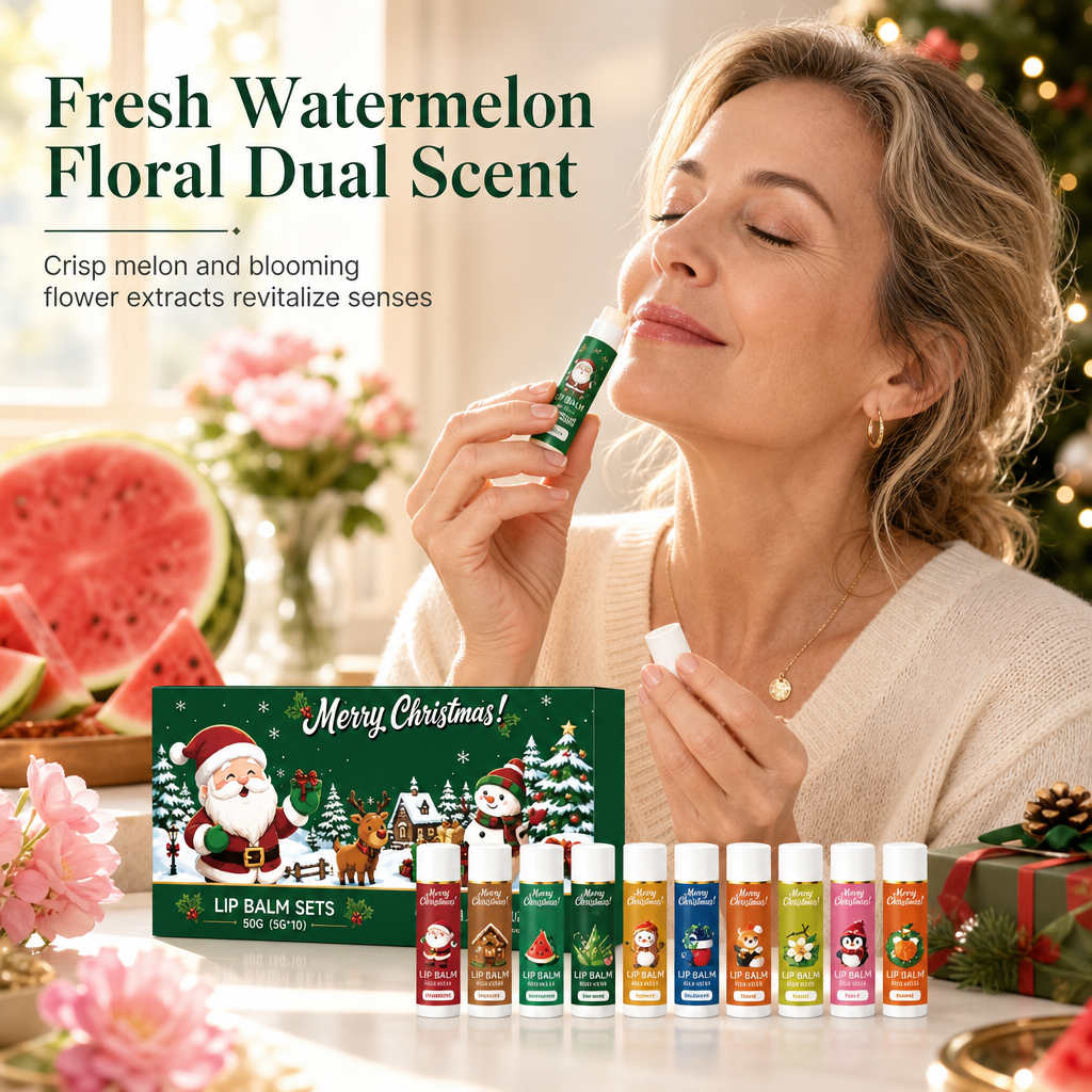 📢📢50 % DE RÉDUCTION !! ⏰  Set de Baumes à Lèvres Hydratants de Noël