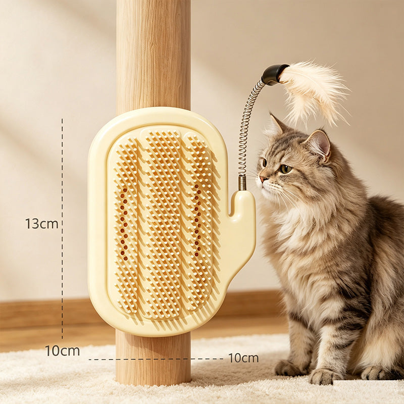 Accessoire d'angle 2-en-1 pour le toilettage autonome des animaux avec baguette à plumes