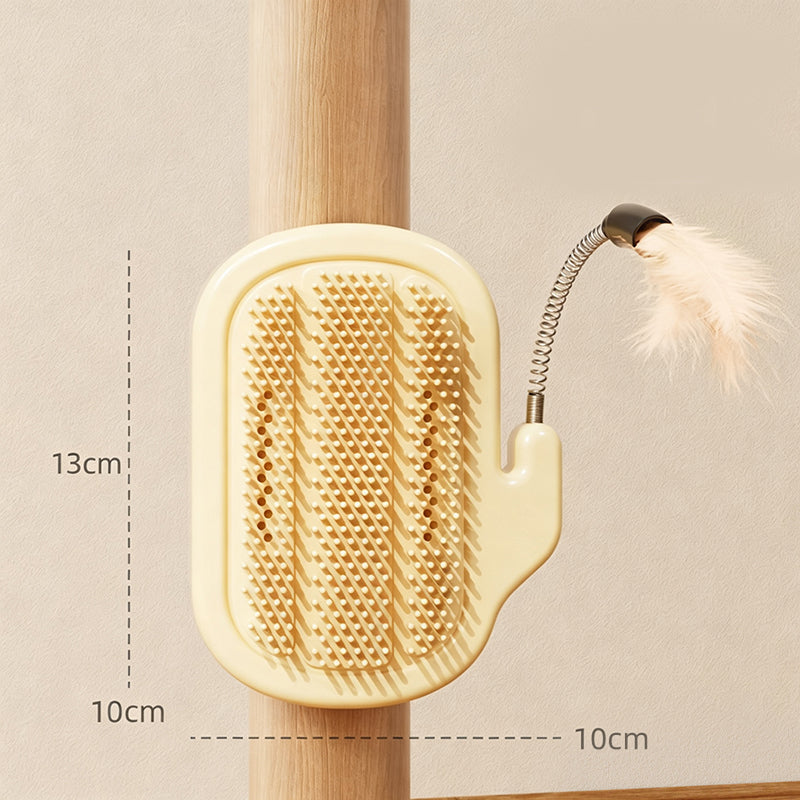 Accessoire d'angle 2-en-1 pour le toilettage autonome des animaux avec baguette à plumes