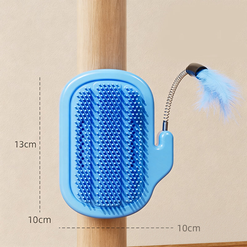Accessoire d'angle 2-en-1 pour le toilettage autonome des animaux avec baguette à plumes