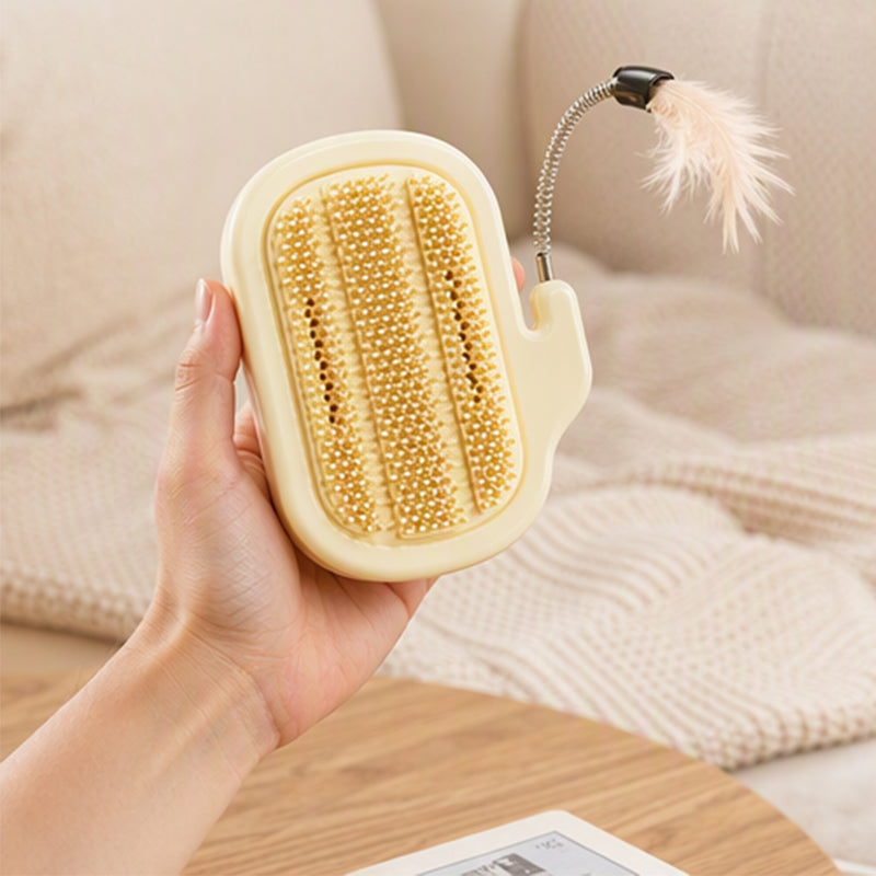 Accessoire d'angle 2-en-1 pour le toilettage autonome des animaux avec baguette à plumes