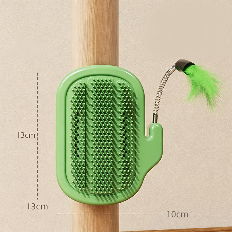 Accessoire d'angle 2-en-1 pour le toilettage autonome des animaux avec baguette à plumes
