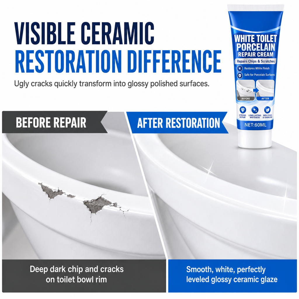 Crème réparatrice pour porcelaine de toilette blanche