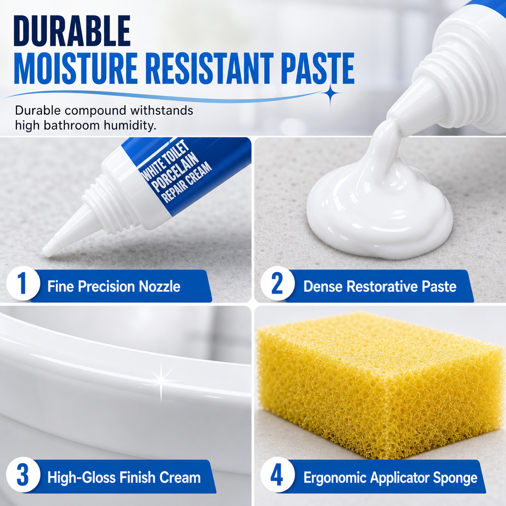 Crème réparatrice pour porcelaine de toilette blanche