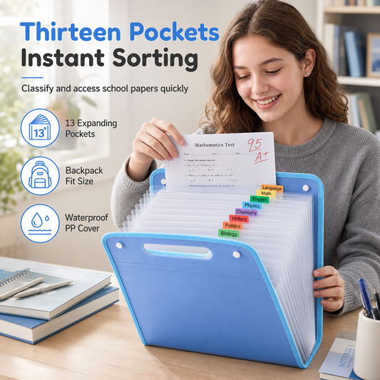 Organize Any Subject Instantly! No-Crumple Waterproof A4 File
