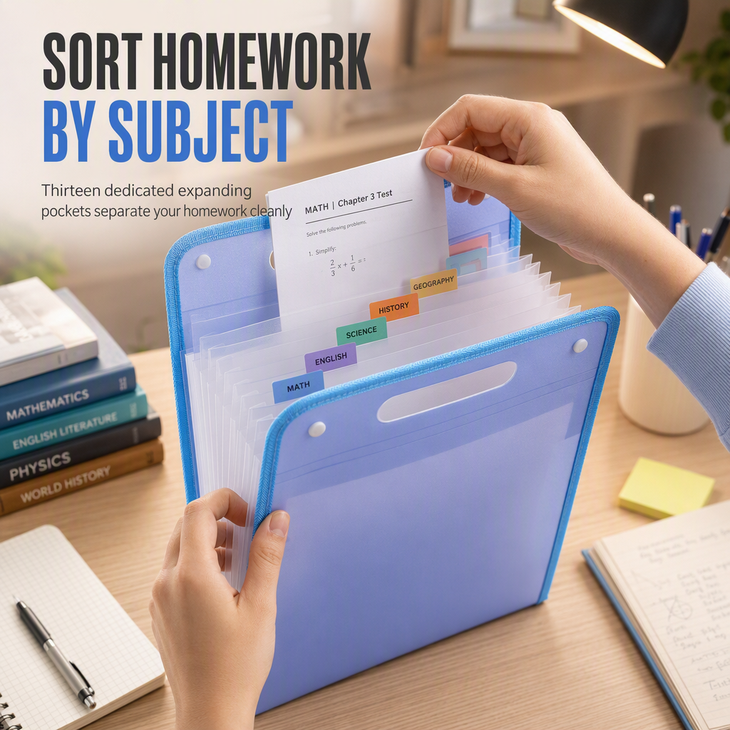 Organize Any Subject Instantly! No-Crumple Waterproof A4 File