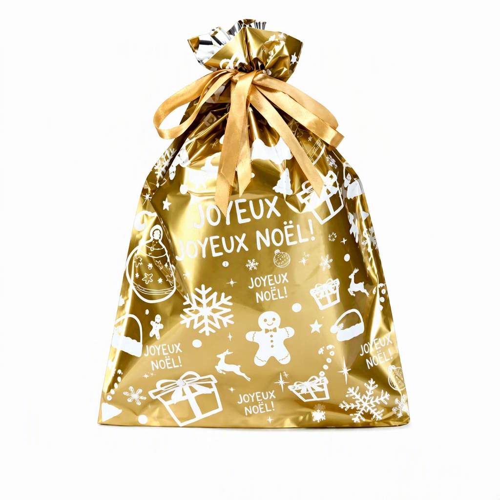 Lot de 10 sacs-cadeaux à bonbons de Noël avec cordon de serrage