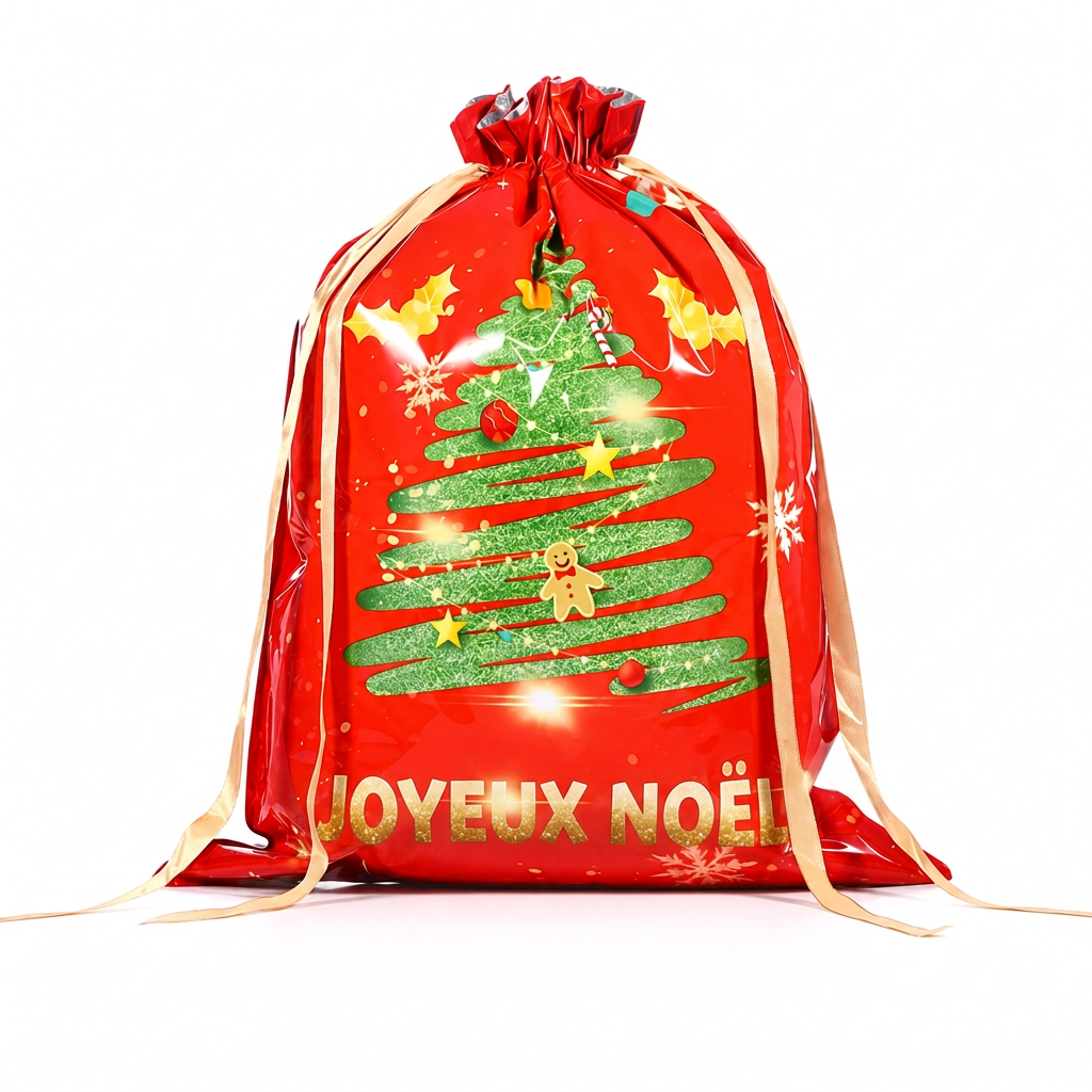 Lot de 10 sacs-cadeaux à bonbons de Noël avec cordon de serrage