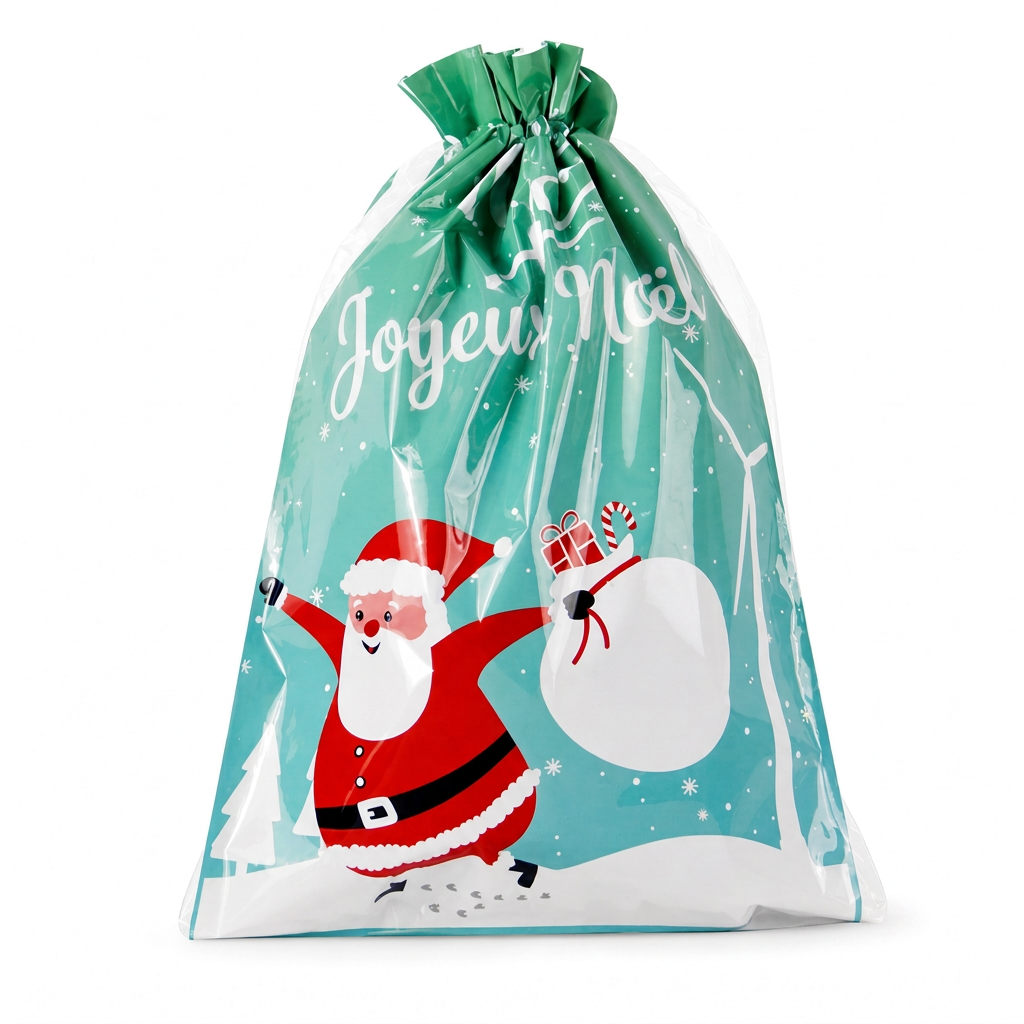 Lot de 10 sacs-cadeaux à bonbons de Noël avec cordon de serrage
