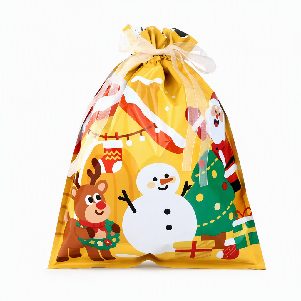 Lot de 10 sacs-cadeaux à bonbons de Noël avec cordon de serrage