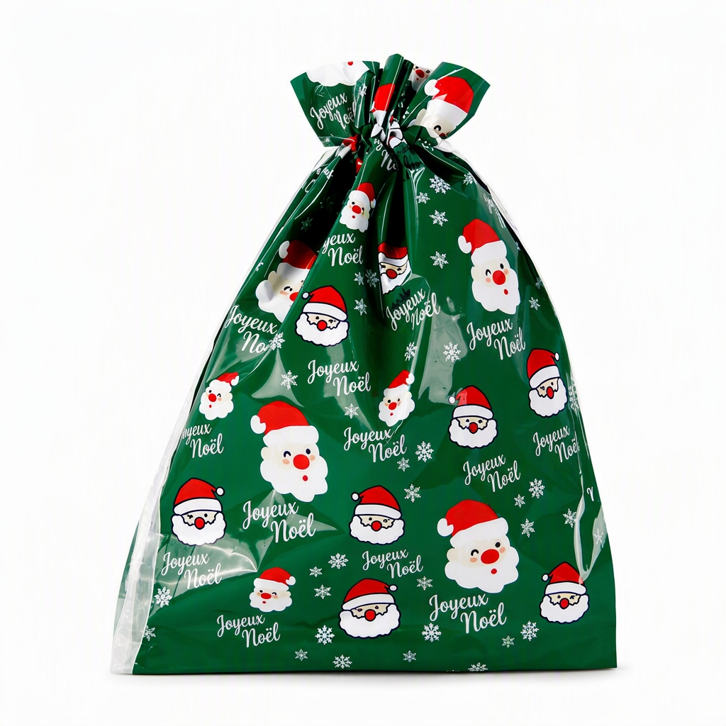 Lot de 10 sacs-cadeaux à bonbons de Noël avec cordon de serrage