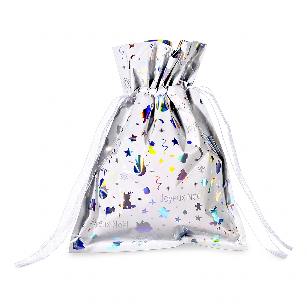 Lot de 10 sacs-cadeaux à bonbons de Noël avec cordon de serrage