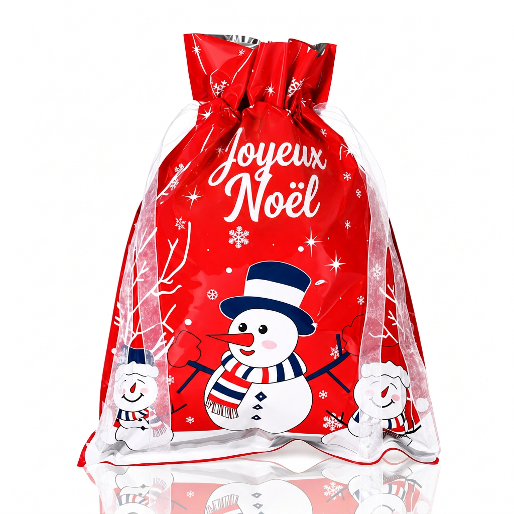 Lot de 10 sacs-cadeaux à bonbons de Noël avec cordon de serrage