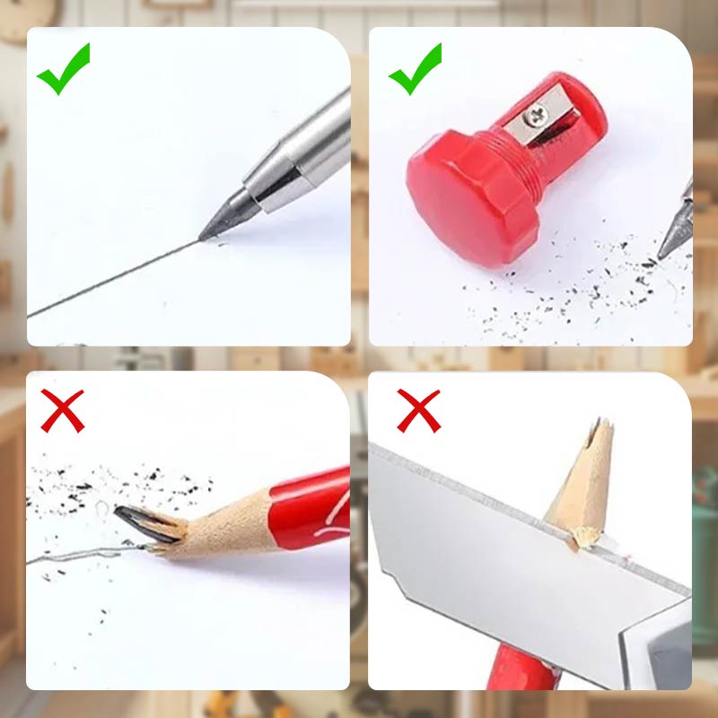 Crayon de charpentier multifonction à séchage rapide avec taille-crayon