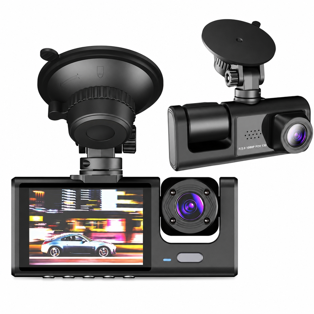Caméra de tableau de bord de voiture HD 1080p à 3 canaux
