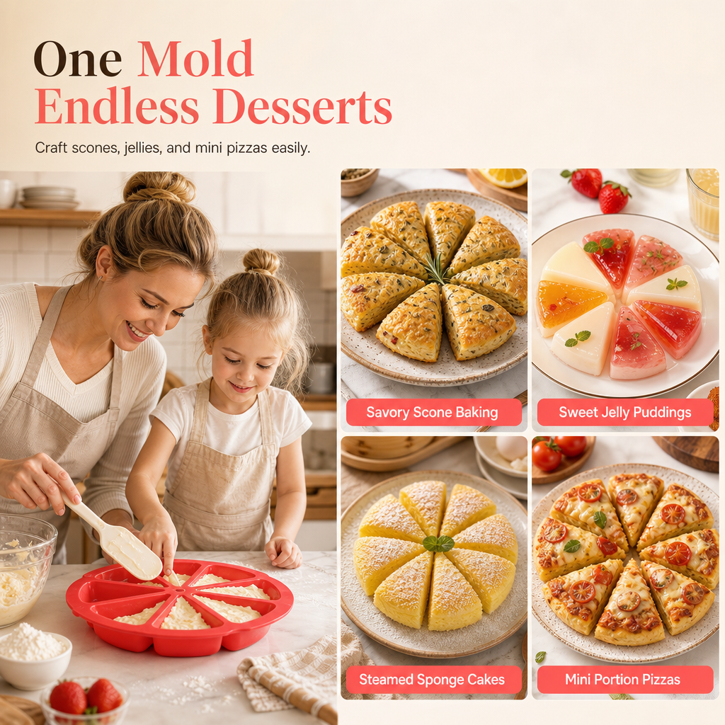 🍰50% DE RÉDUCTION ! Moule à gâteau silicone 8 cavités triangulaire, anti-adhérent, démoulage facile pour pâtisserie ✨