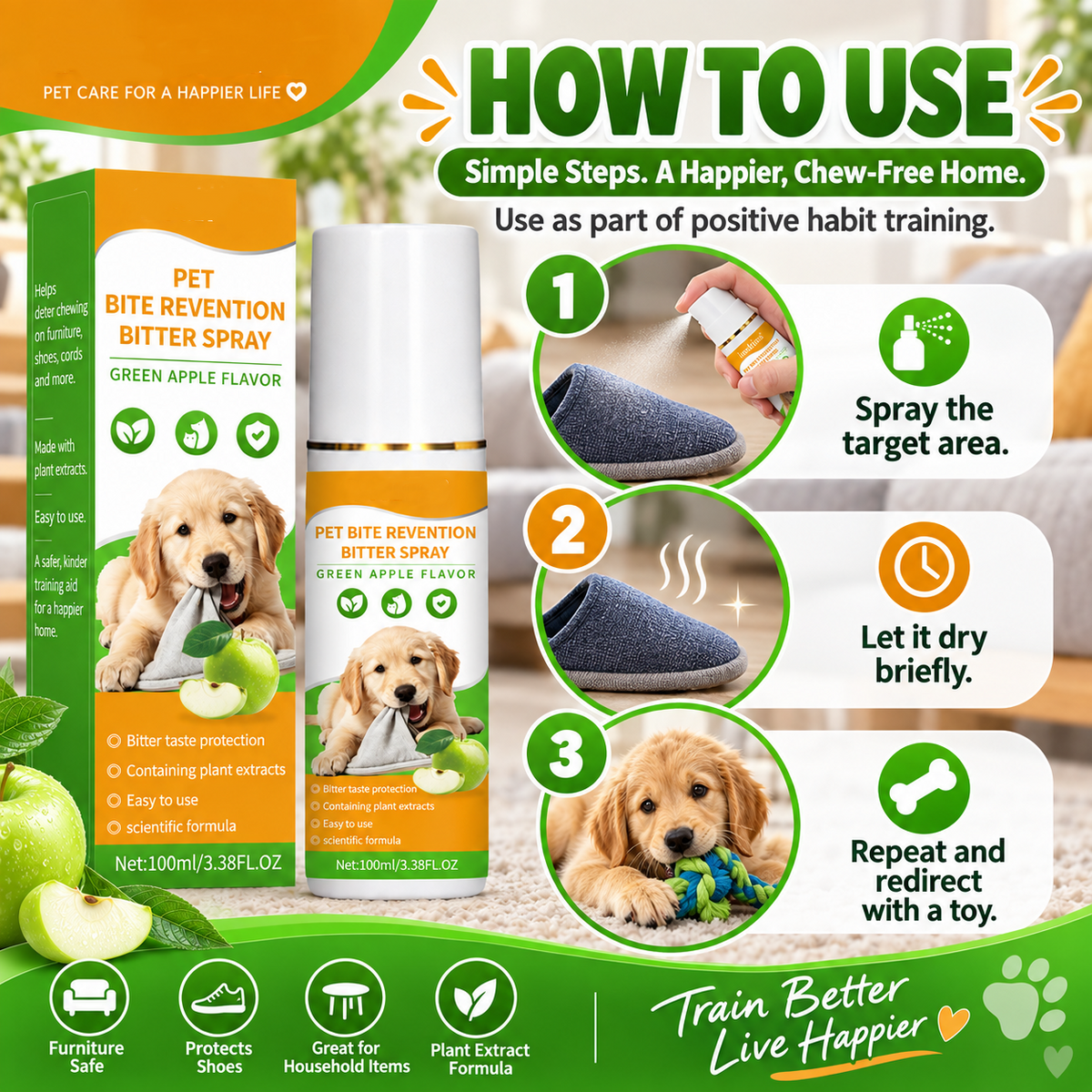 🔥 50% DE RÉDUCTION ! ✨Spray amer pour animaux de compagnie, pour éviter qu'ils ne mordillent