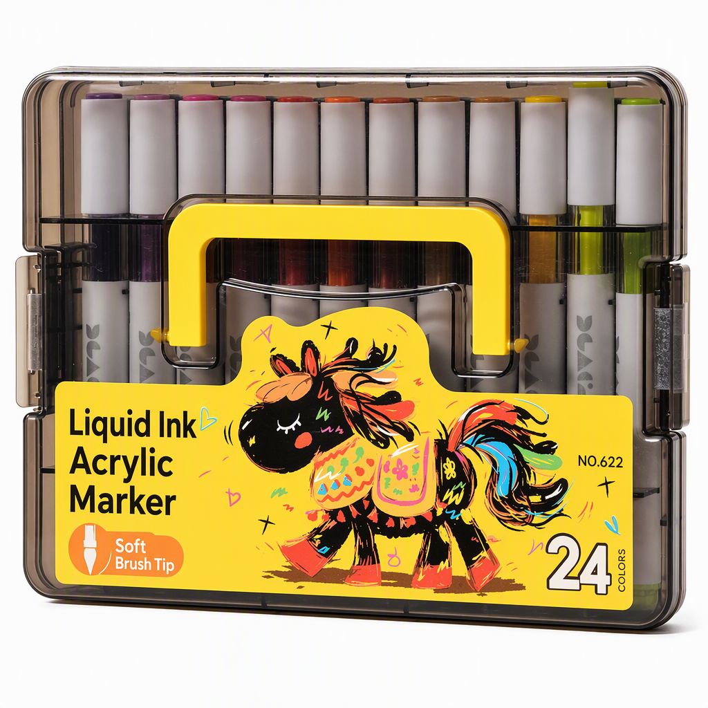 Marqueurs acryliques liquides lavables avec pointes à pinceau souples