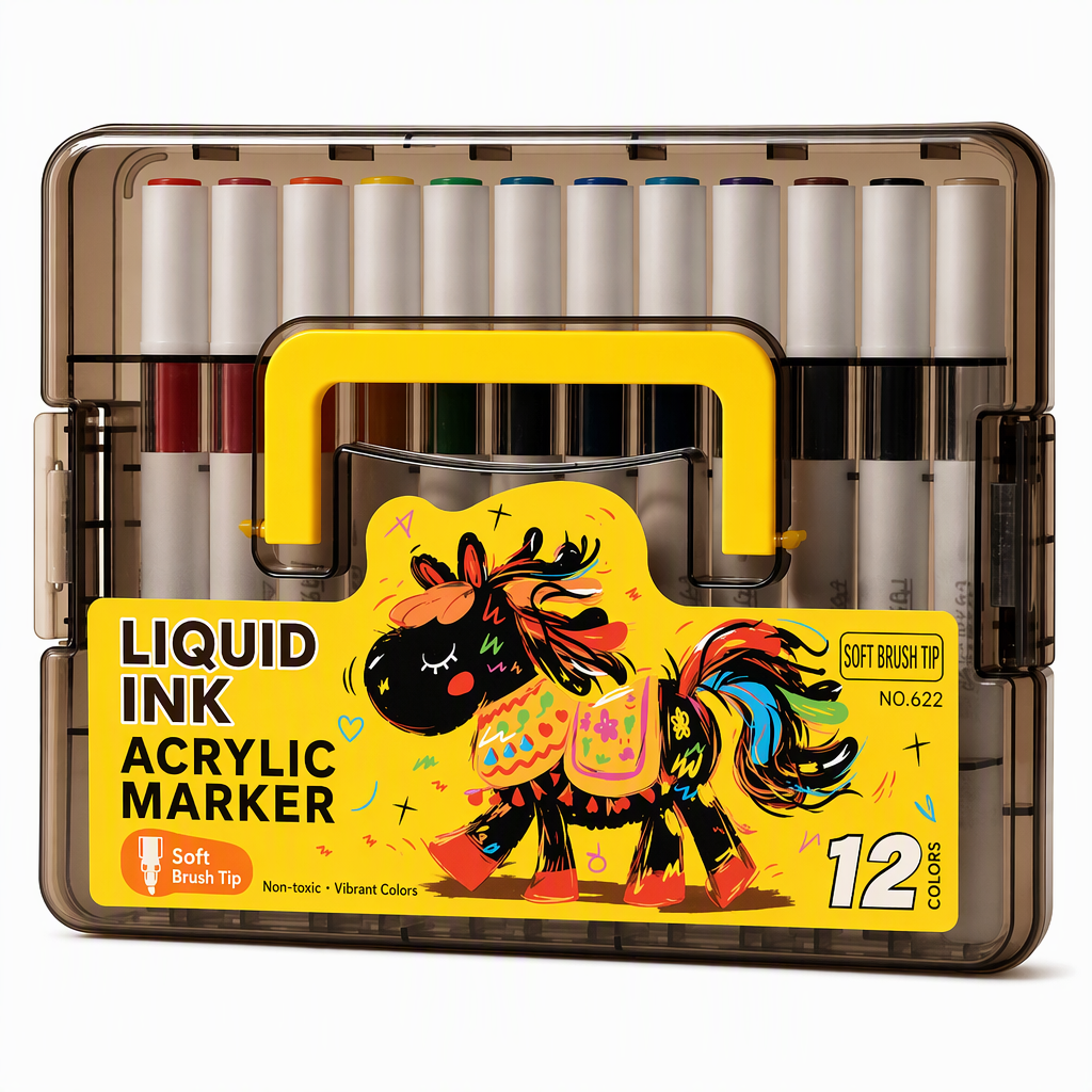Marqueurs acryliques liquides lavables avec pointes à pinceau souples