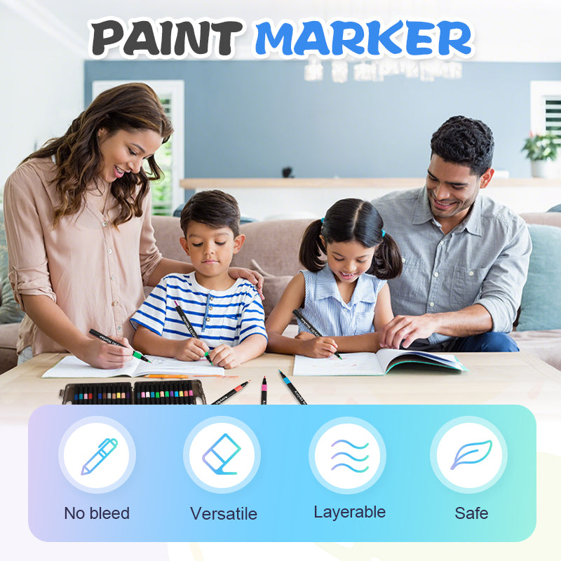 🔥PROMO -53%✨Marqueur à peinture acrylique double pointe, séchage rapide, pour dessin & bricolage🎨