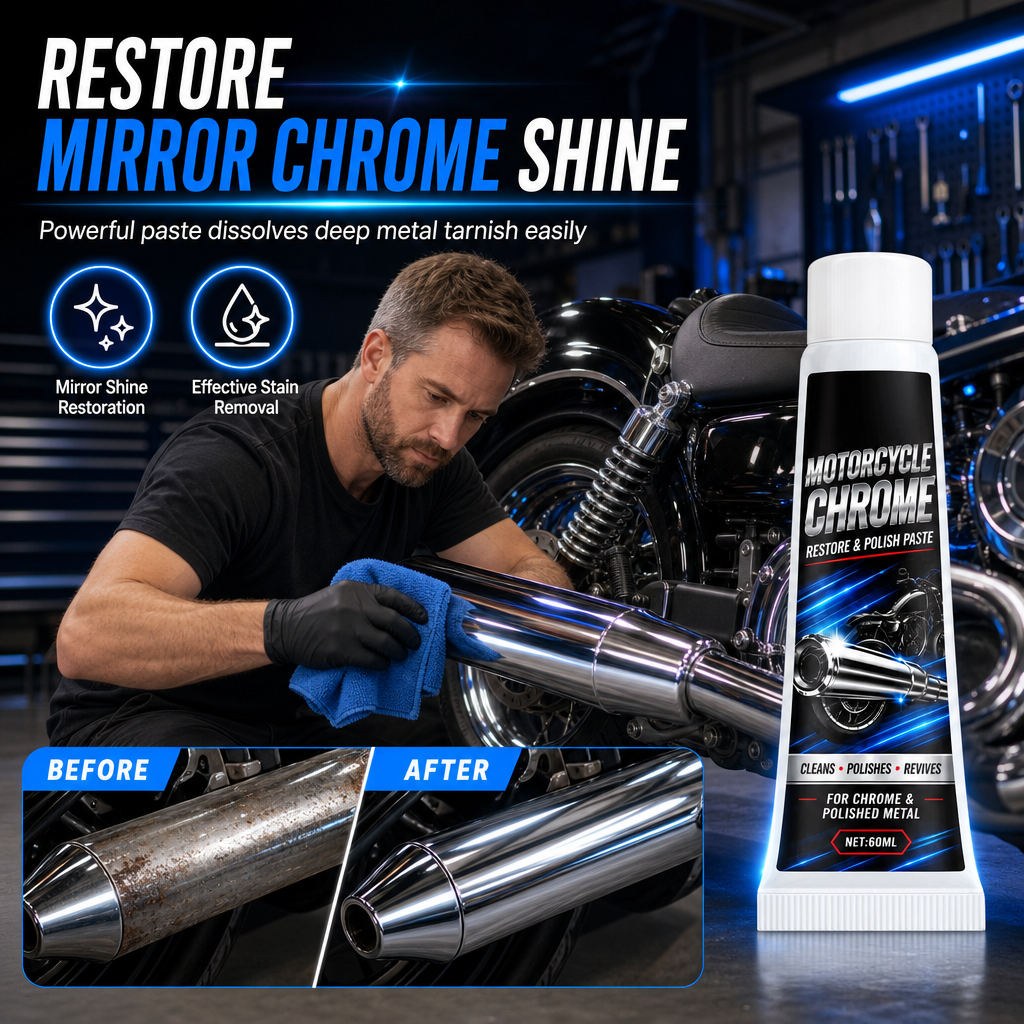 🏍️ 1 ACHETÉ, 1 OFFERT ✨ Pâte à Polir Chrome & Restaurateur Métal — Éclat Miroir✨