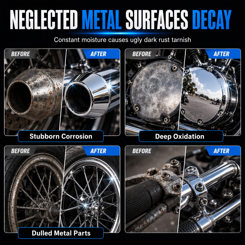 🏍️ 1 ACHETÉ, 1 OFFERT ✨ Pâte à Polir Chrome & Restaurateur Métal — Éclat Miroir✨