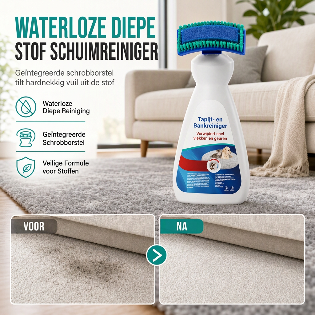 🧼 50% DE RÉDUCTION! 🛋️ Nettoyant mousse textile – Sans rinçage & brosse incluse ✨