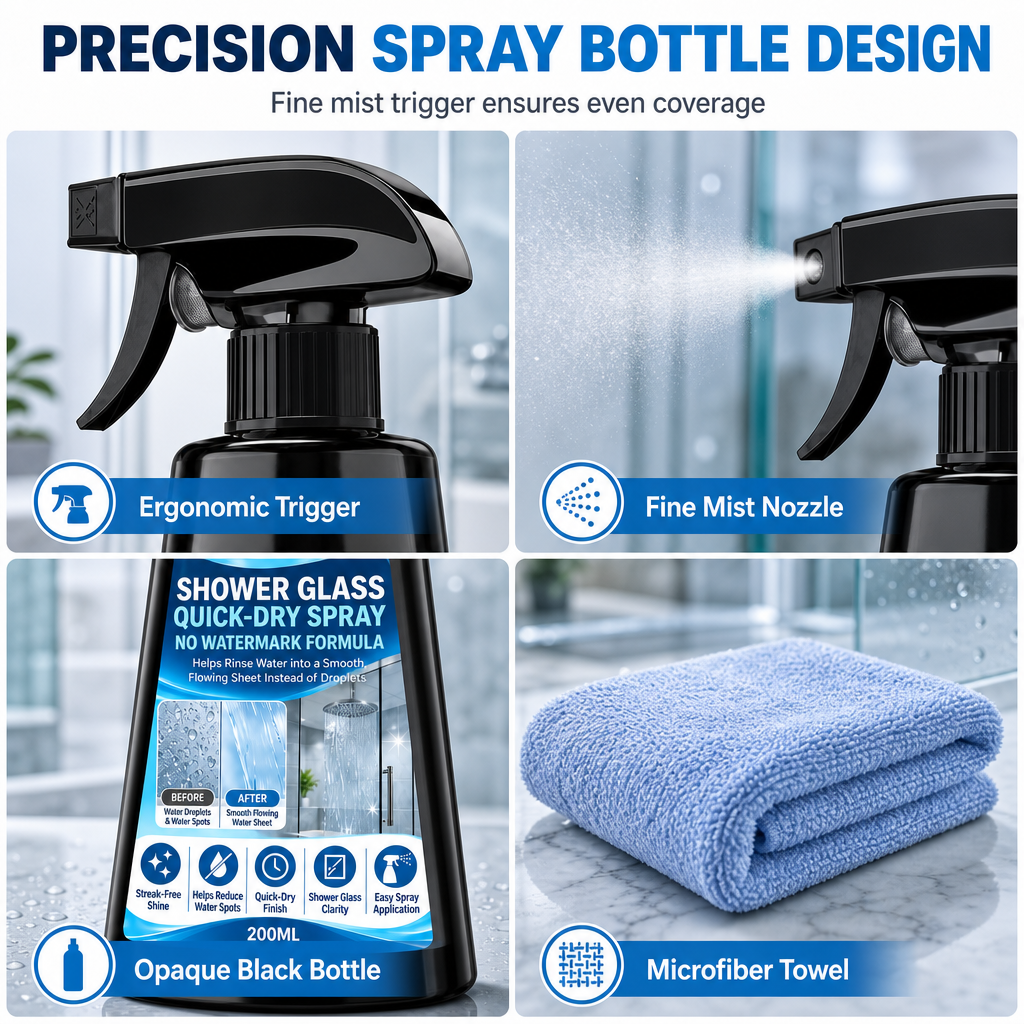 🔥 50% DE RÉDUCTION ! ✨Spray pour vitres de douche à séchage rapide avec serviette