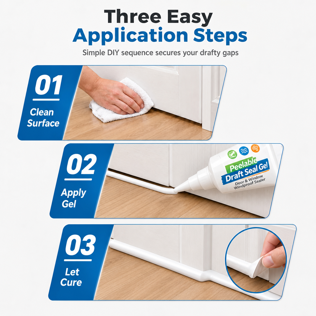 🚪50 % DE RÉDUCTION EN CE MOMENT ! Gel d'étanchéité pelable pour les interstices des portes et fenêtres – Joint d'étanchéité amovible coupe-vent, imperméable et anti-poussière pour l'isolation des interstices de la maison