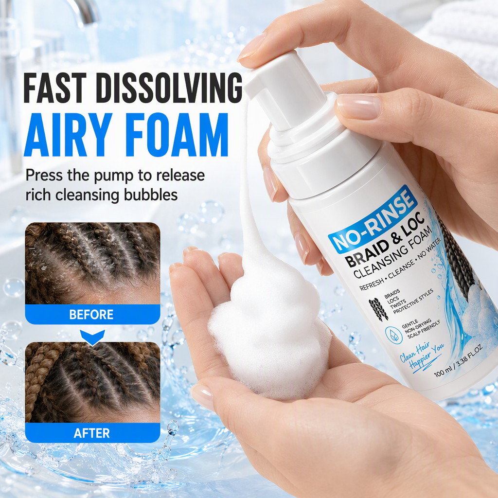 Redonnez vie à vos tresses en un clin d'œil ! Mousse nettoyante sans eau pour le cuir chevelu