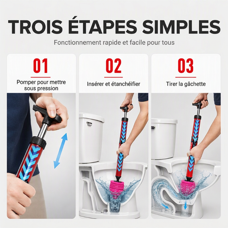 🔥-50% DE RÉDUCTION✨Déboucheur canalisation haute pression 🚰1s débouchage, buse 180°, sans produit chimique