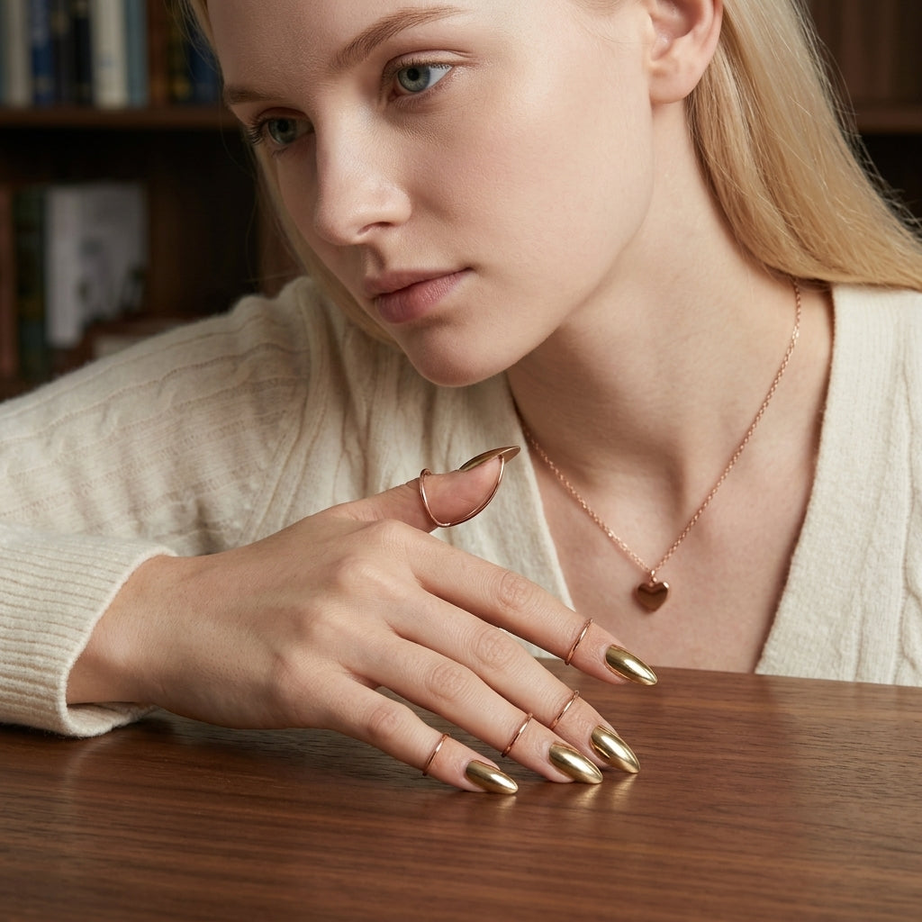 💍 Bague à ongles en métal ✨ Accessoire bijoux ongles mode
