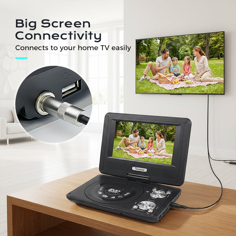 📀 50 % DE RÉDUCTION EN CE MOMENT ! 🎬 Lecteur DVD portable avec écran pivotant à 180° | USB, sortie AV et jeux intégrés 🎮