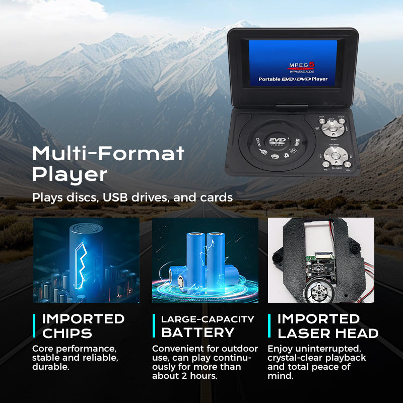 📀 50 % DE RÉDUCTION EN CE MOMENT ! 🎬 Lecteur DVD portable avec écran pivotant à 180° | USB, sortie AV et jeux intégrés 🎮