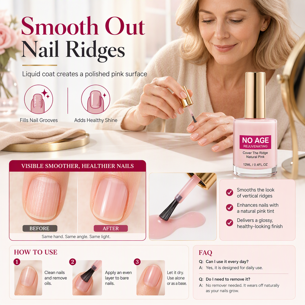 🔥 50% DE RÉDUCTION ! ✨Liquide lissant et comblant les stries des ongles, rose nude brillant, pour ongles irréguliers