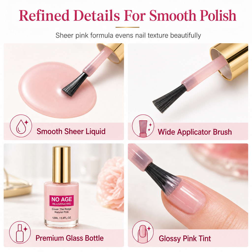 🔥 50% DE RÉDUCTION ! ✨Liquide lissant et comblant les stries des ongles, rose nude brillant, pour ongles irréguliers