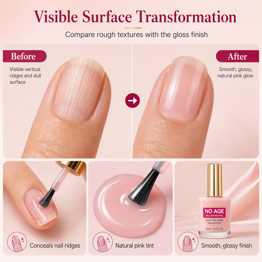 🔥 50% DE RÉDUCTION ! ✨Liquide lissant et comblant les stries des ongles, rose nude brillant, pour ongles irréguliers