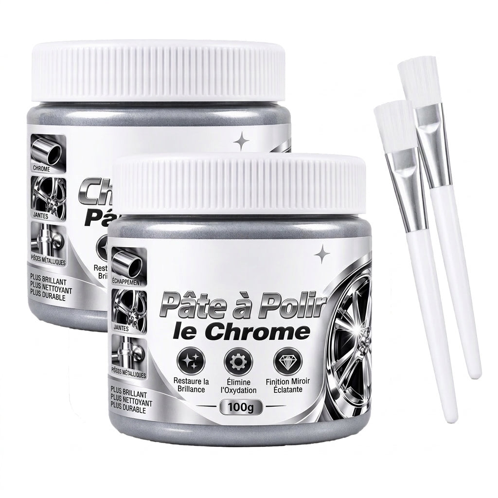 🔥-50% DE RÉDUCTION✨Pâte polissante métal chromé 🛠️Avec brossette, supprime rouille & traces, restaure l'éclat instantanément