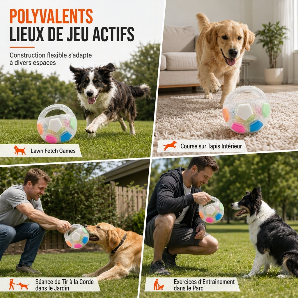 🐶⚽ Balle de Football Interactive pour Chien – Poignées de Traction, TPR Résistant aux Morsures et Jeu Extérieur