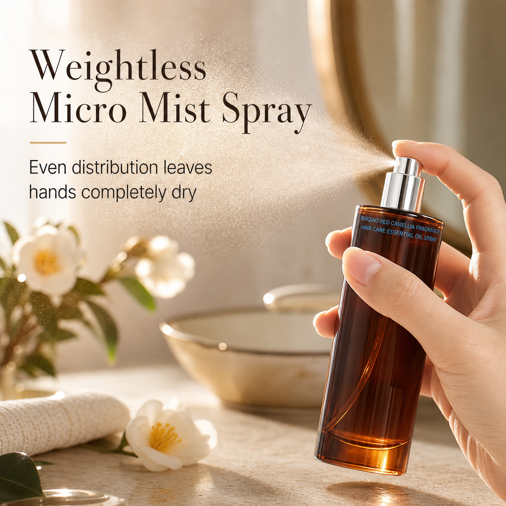 🔥-50% DE RÉDUCTION✨Spray huile capillaire sans rinçage🌸Parfum camélia rouge, nourrit et lisse les cheveux