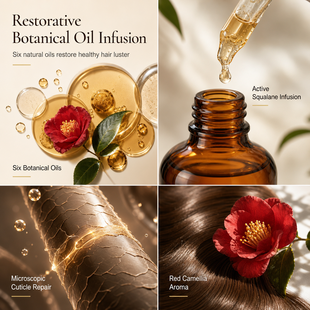 🔥-50% DE RÉDUCTION✨Spray huile capillaire sans rinçage🌸Parfum camélia rouge, nourrit et lisse les cheveux