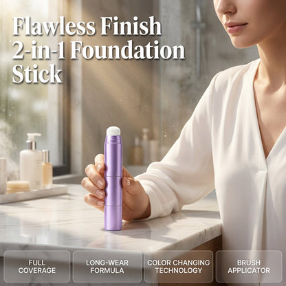 💄✨ Stick fond de teint 2-en-1 à couleur changeante | Stick fond de teint crème adaptant-se à la carnation pour un maquillage impeccable