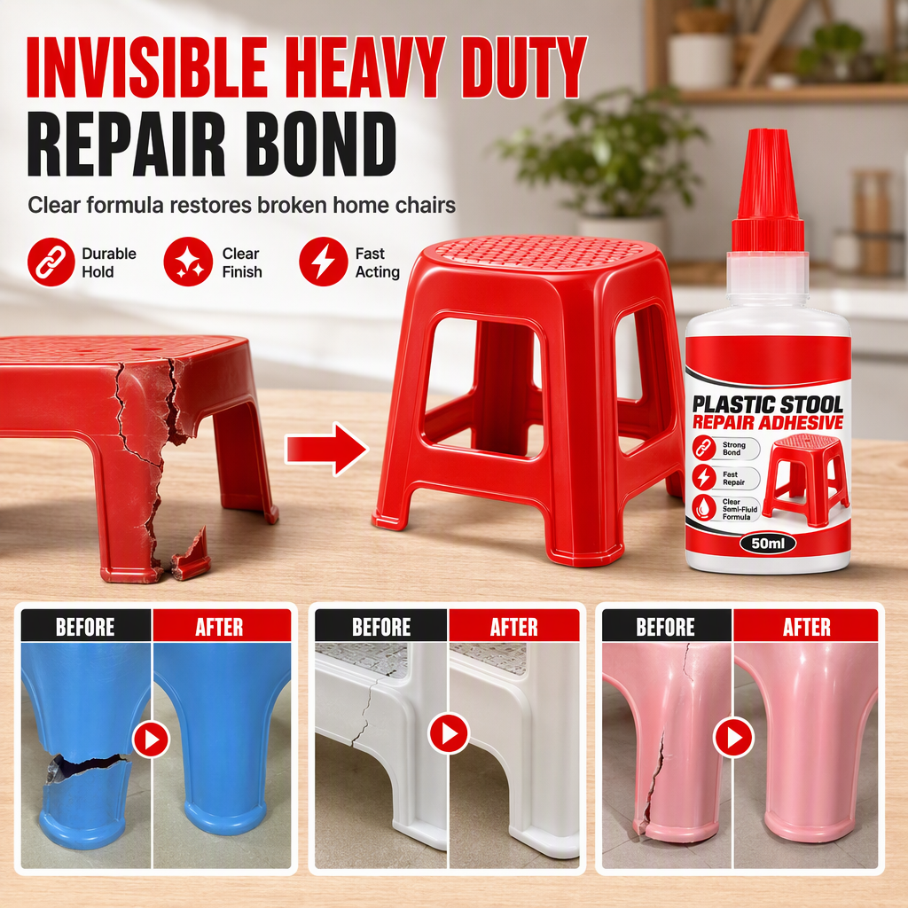 🔥Promotion à durée limitée : 50 % de réduction !🔥 Colle forte pour réparer les fissures des tabourets et bancs en plastique