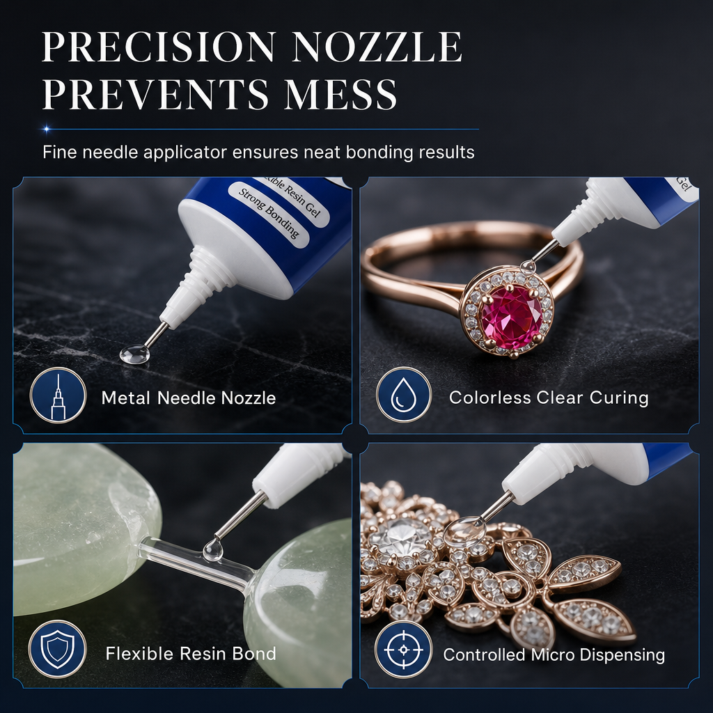 🔥🎄 -50 % -Colle transparente de précision pour bijoux – embout ultrafin, 30 ml, résistante à l’eau