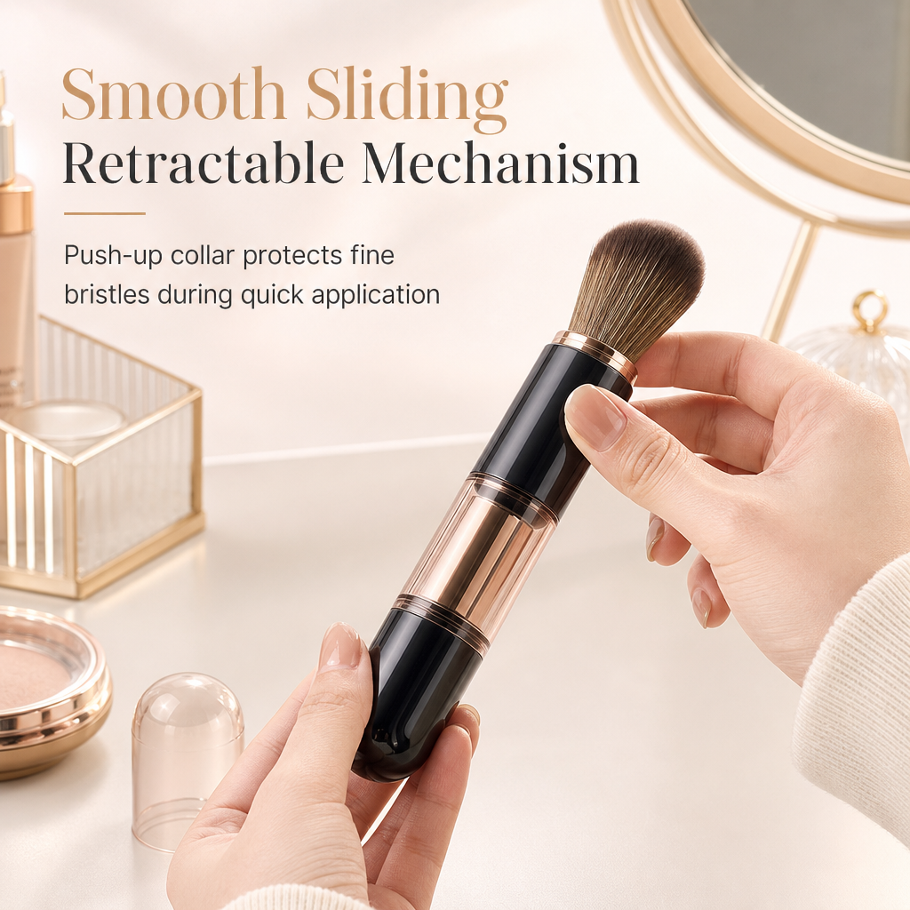 🖌️DERNIER JOUR DE VENTE ! 50 % DE RÉDUCTION !!📢Ensemble de pinceaux de maquillage rétractables portables, outil cosmétique de voyage multifonctionnel avec pinceau à poudre et à lèvres en silicone