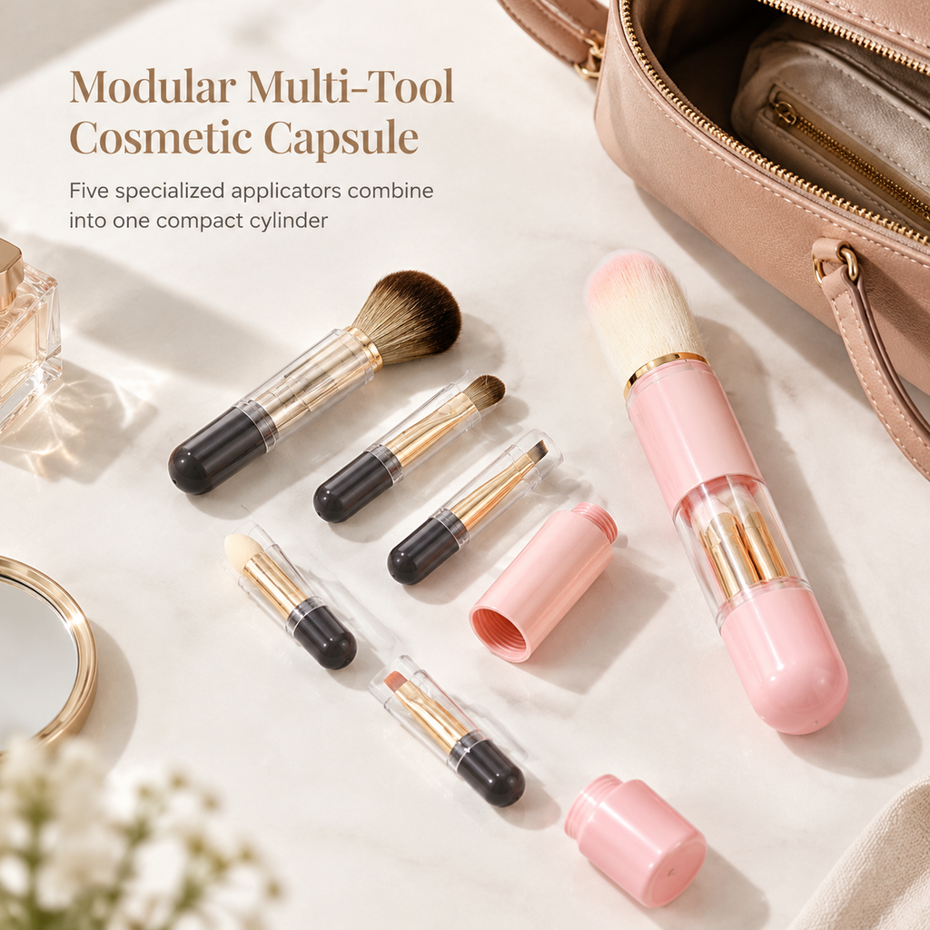 🖌️DERNIER JOUR DE VENTE ! 50 % DE RÉDUCTION !!📢Ensemble de pinceaux de maquillage rétractables portables, outil cosmétique de voyage multifonctionnel avec pinceau à poudre et à lèvres en silicone